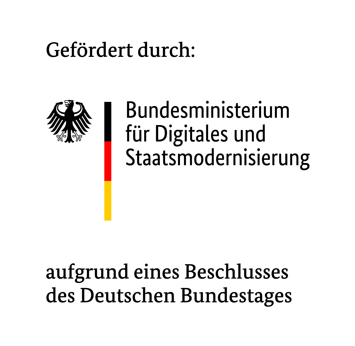 Logo Bundesministerium für Digitales und Staatsmodernisierung  Link zur  Startseite des Bundesministerium für Digitales und Staatsmodernisierung - Link öffnet im selben Fenster