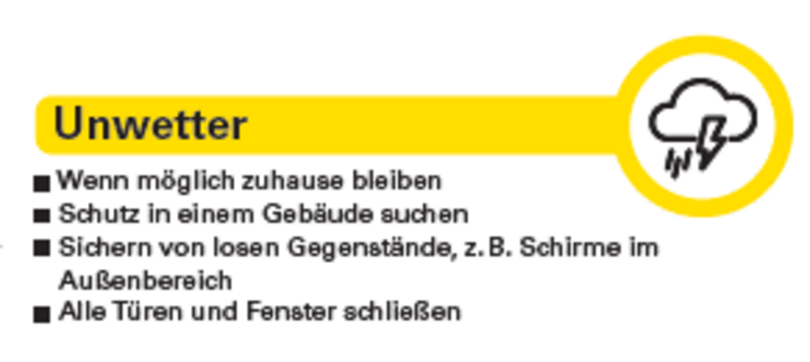 Unwetter-Starkregen.png Beschreibung, wie man sich im Notfall bei einem Unwetter verhalten soll.