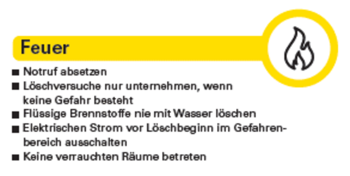 Feuer.png Beschreibung, wie man sich im Notfall bei einem Feuer verhalten soll.